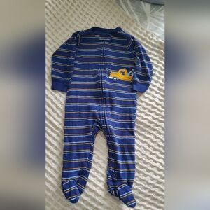 Striped Blue Kids One Piece with Yellow Truck
